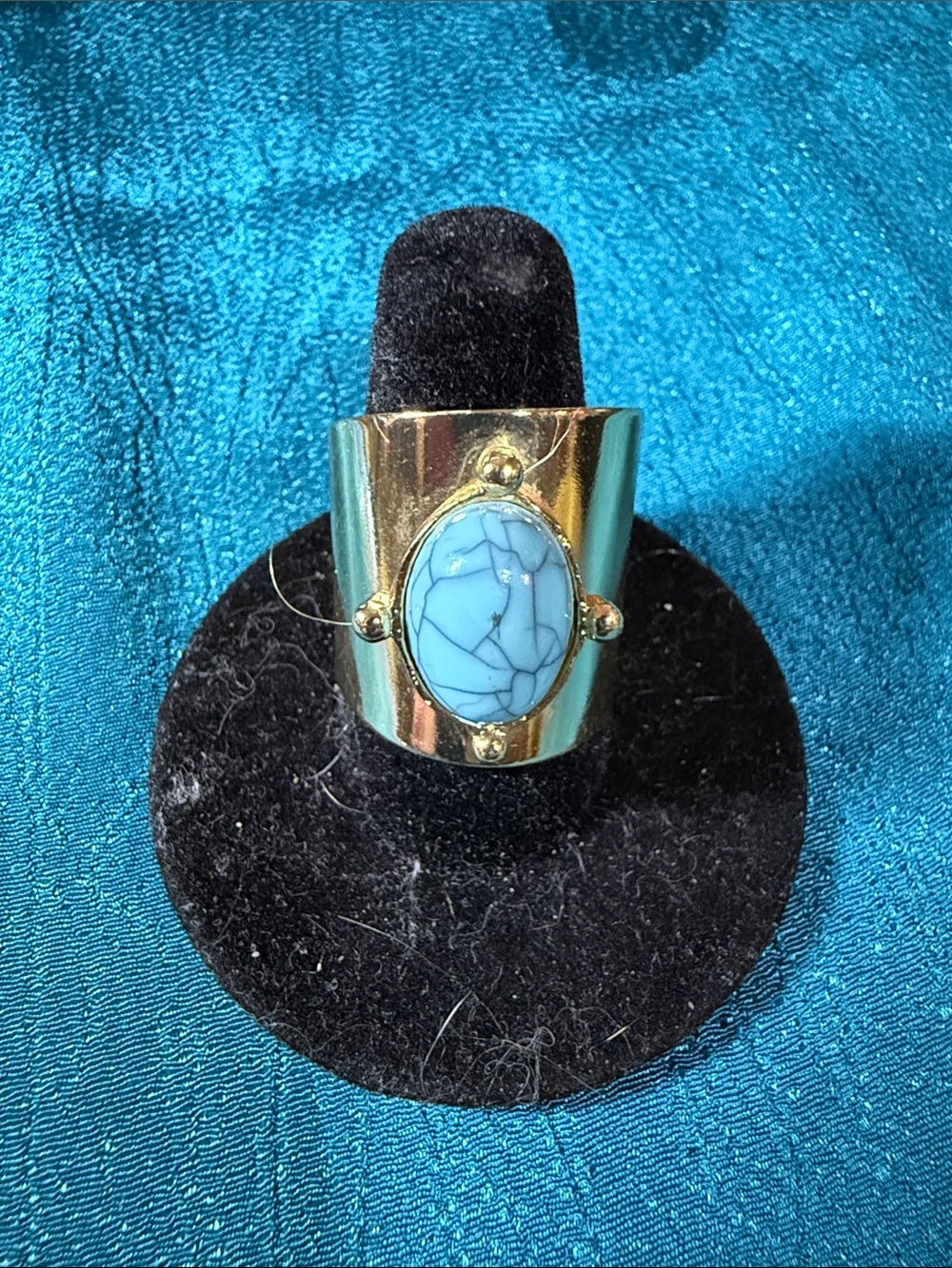 Gold-Tone Ring with faux Turquoise Stone